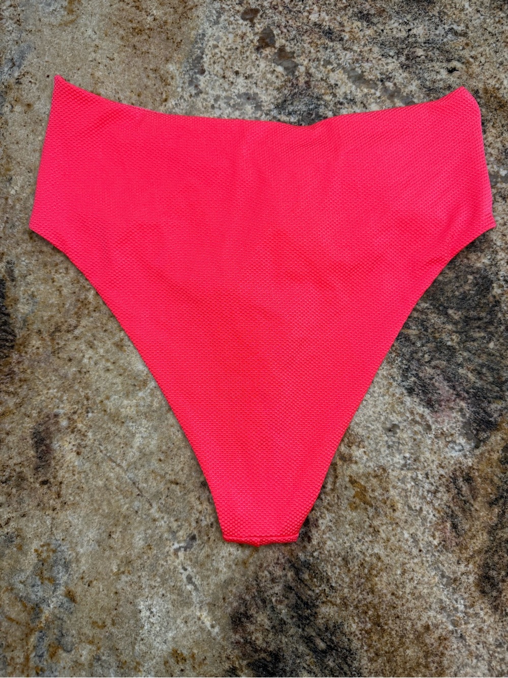 aerie Textured High-Rise Thong Bikini Bottoms in Hot Pink